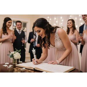 Elegant Rhinestone Butterfly Pen With Crystal Beads & Heart Accent Ideal For Wed